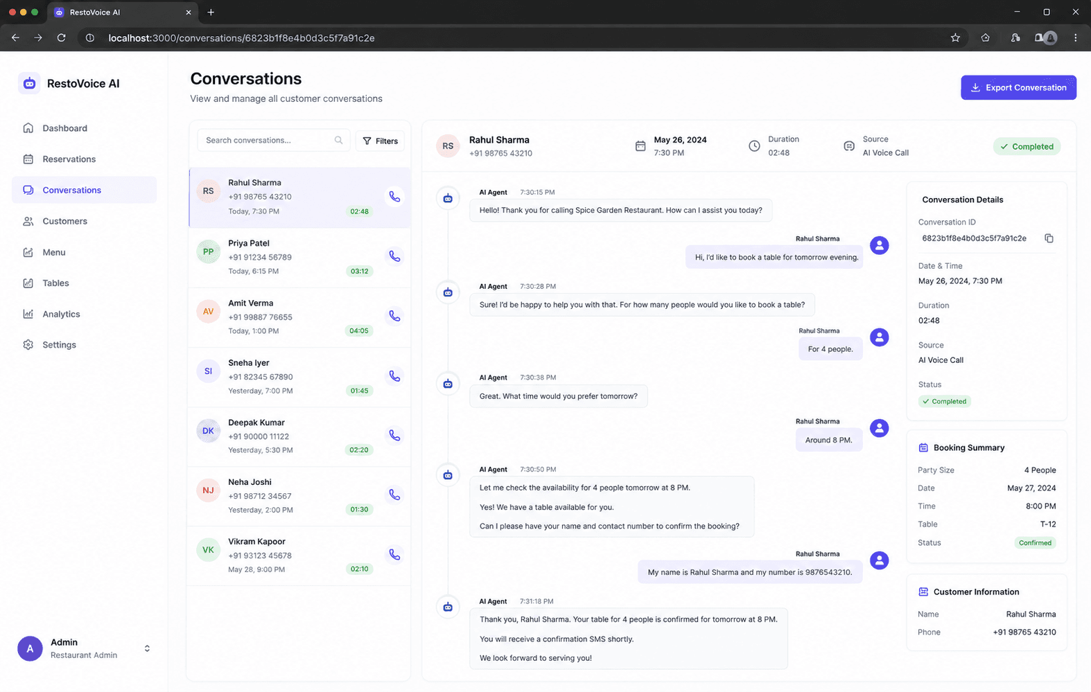 Restaurant AI Voice Agent screenshot 3